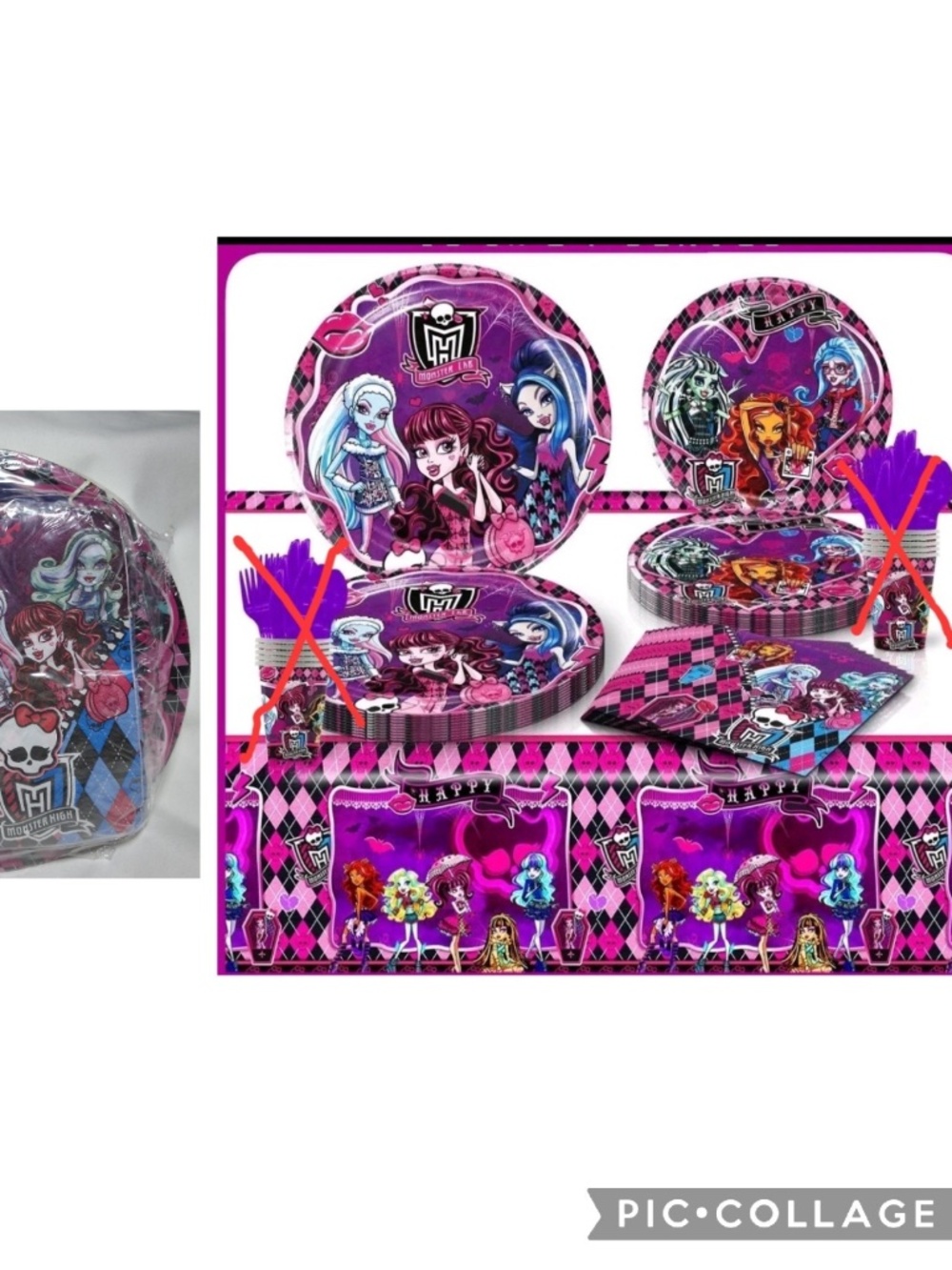 New 41 Pack Monster High Birthday Decor Plates Napkins Tablecover Pink Black